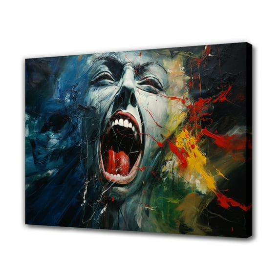 a Close-Up Of a Woman's Face With An Open Mouth Screaming Poster Decorative Painting Canvas Wall Art Living Room Posters Bedroom Painting,Frame-style,28×41inch (70×105cm)