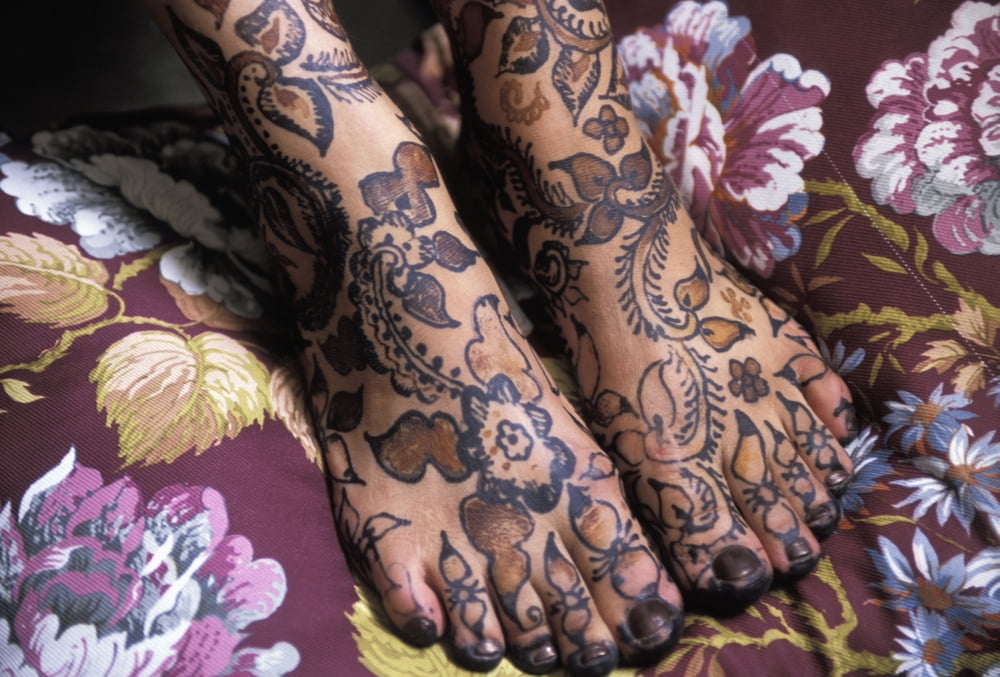 Close-Up Of Womans Feet With Henna Tattoo Canvas Art - Mitchell Coster Design Pics (18 x 12)