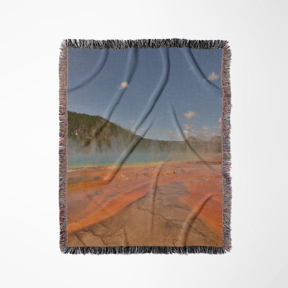 Close Up Of Yellowstones Grand Prismatic , Woven Blanket