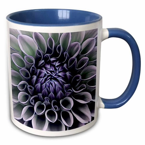 3drose, Close Up Painted Petals on a Lavender Purple Flower, 15oz Two-tone Blue Mug