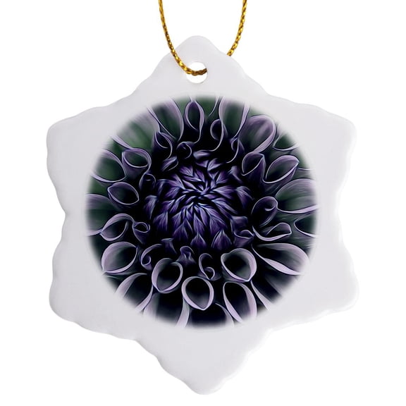 3drose, Close up Painted Petals on a Lavender Purple Flower, 3 inch Snowflake Porcelain Ornament