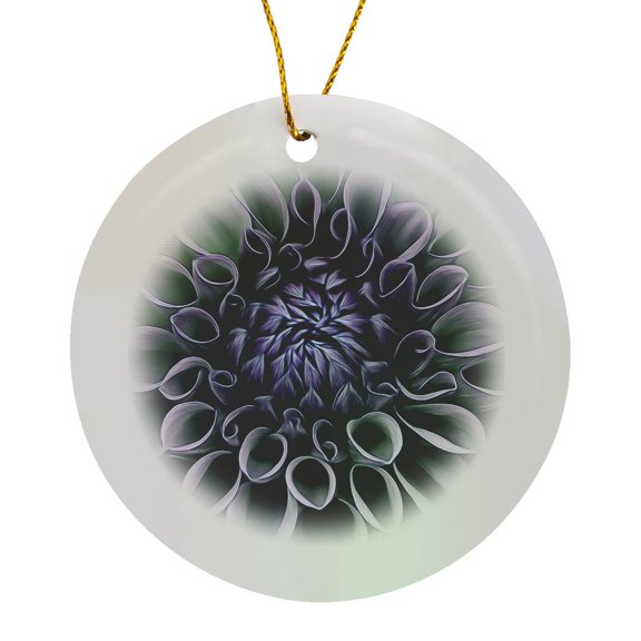 3drose, Close up Painted Petals on a Lavender Purple Flower, Circle Porcelain Ornament