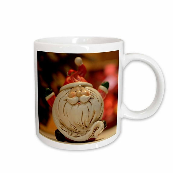 3drose, Close Up Photograph of a Delightful, Round Santa Claus Ornament., 15oz Mug
