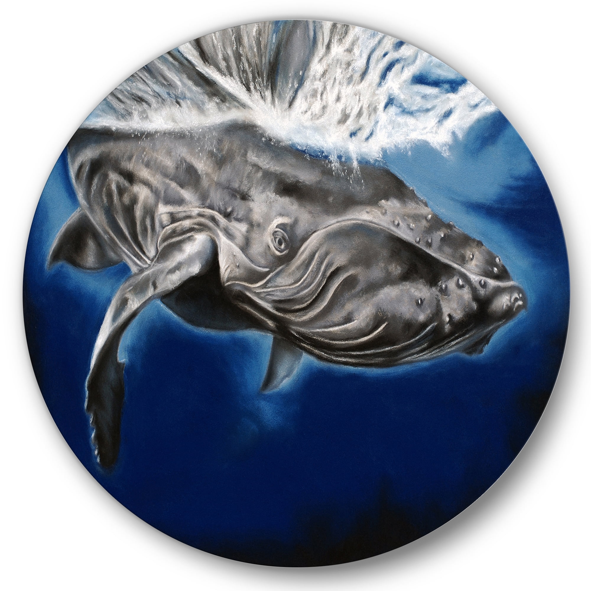 Close Up Portrait Of A Humpback Whale 11 in x 11 in Painting Art Prints, by Designart