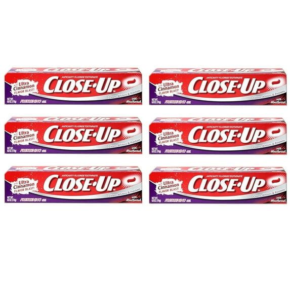 Close-Up Toothpaste, Refreshing Red Gel, Anticavity Fluoride, Cinnamon, 6 Ounce (Pack of 6)