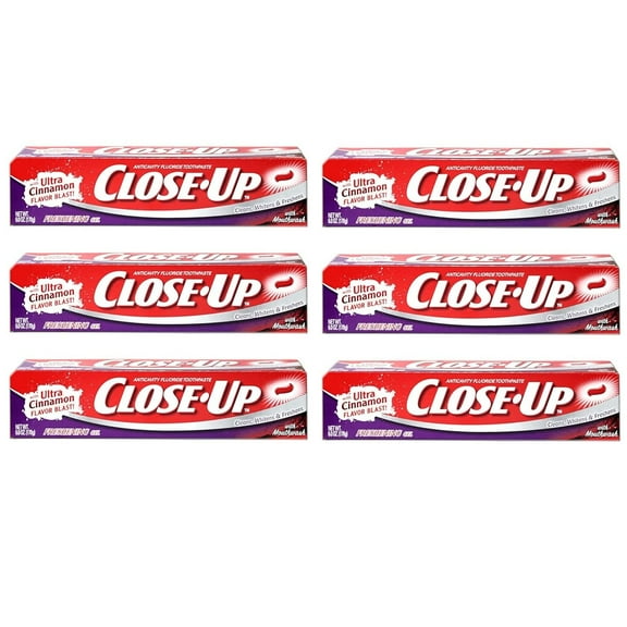 Close-Up Toothpaste, Refreshing Red Gel, Anticavity Fluoride, Cinnamon, 6 Ounce (Pack of 6)