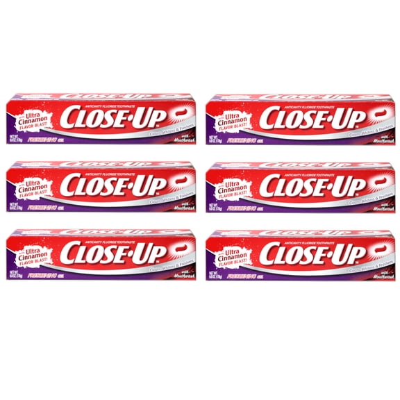 Close-Up Toothpaste, Refreshing Red Gel, Anticavity Fluoride, Cinnamon, 6 Ounce (Pack of 6)