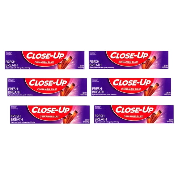 Close-Up Toothpaste, Refreshing Red Gel, Anticavity Fluoride, Cinnamon, 6 Oz (Pack of 6)