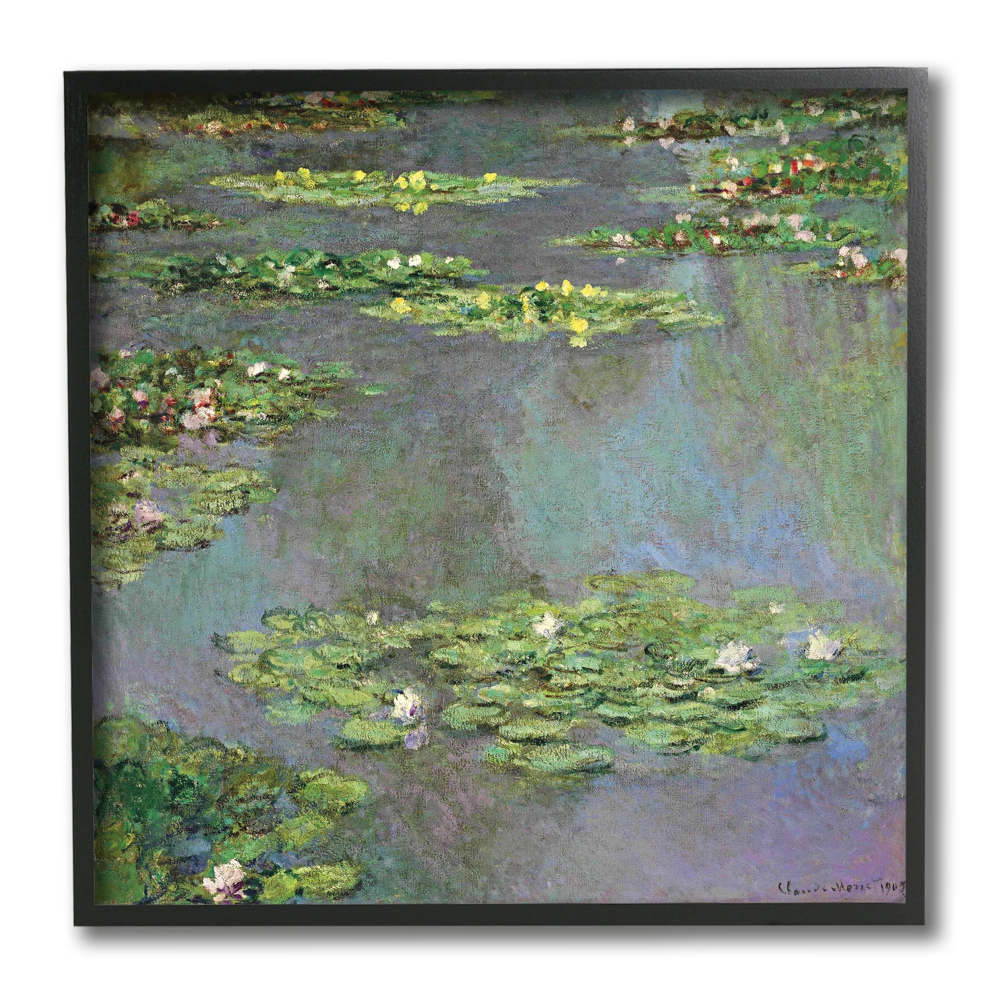 Close Up Water Lily Pond Traditional 12 in x 12 in Framed Painting Art Prints, by Stupell Home Décor