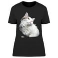 thumbnail image 1 of Close Up White Norwegian Cat T-Shirt Women -Image by Shutterstock, Female Large, 1 of 2