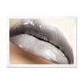 thumbnail image 1 of Close Up of Female Lips With Glittering Silver 20 in x 12 in Framed Photography Canvas Art Print, by Designart, 1 of 4