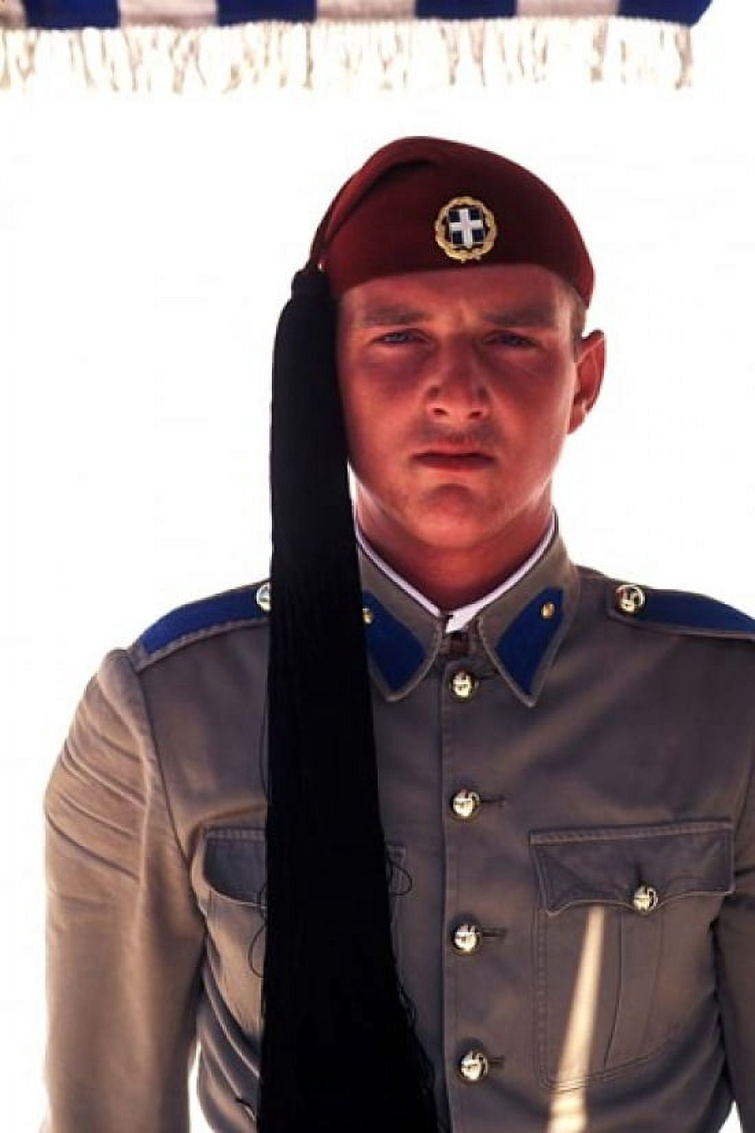 Close Up of Soldier in Traditional Dress Athens Greece Canvas Art - Bill Bachmann DanitaDelimont (12 x 17)