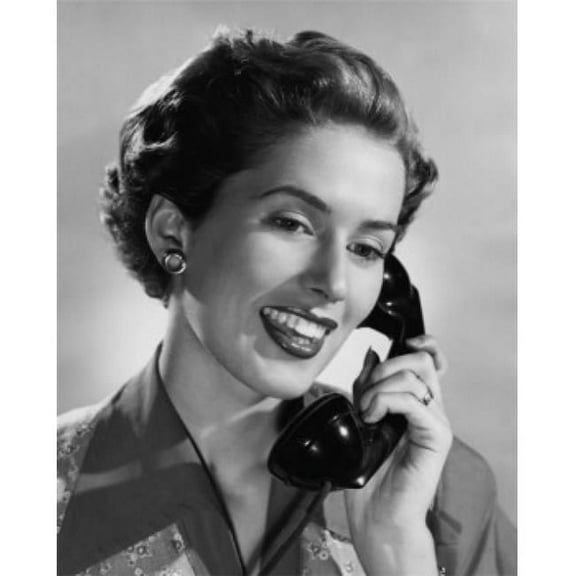 Close-Up of a Young Woman Talking on the Telephone Poster Print - 18 x 24 in.