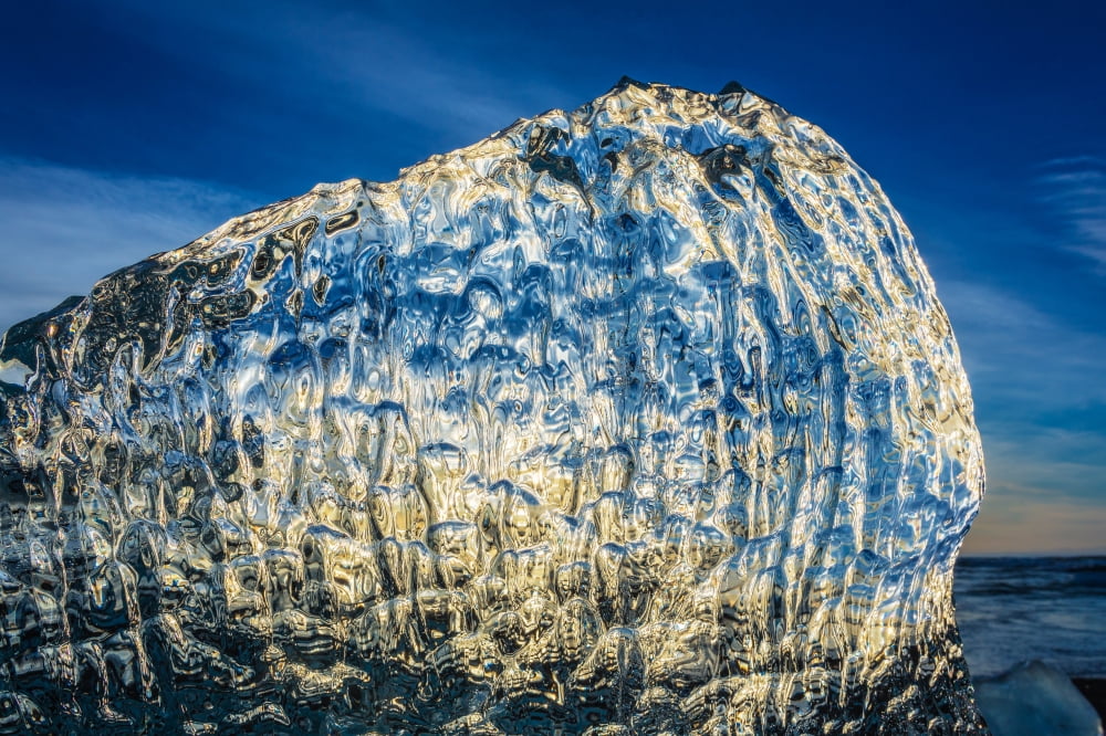 Close up of ice Ice formations come from the Jokulsarlon Glacial Lagoon Breidamerkurjokull Glacier Vatnajokull Ice Cap Iceland Canvas Art - Panoramic Images (27 x 9)