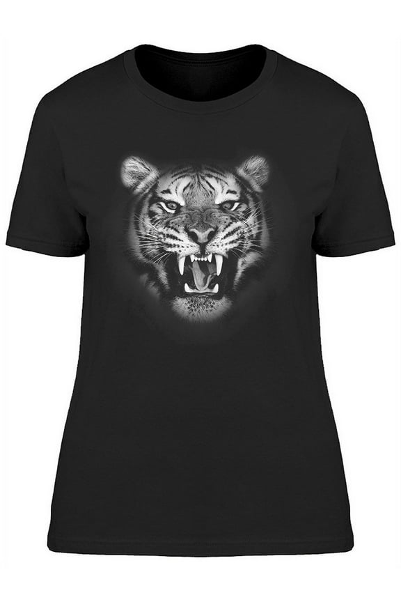 Close-up White Tiger Face T-Shirt Women -Image by Shutterstock, Female Large