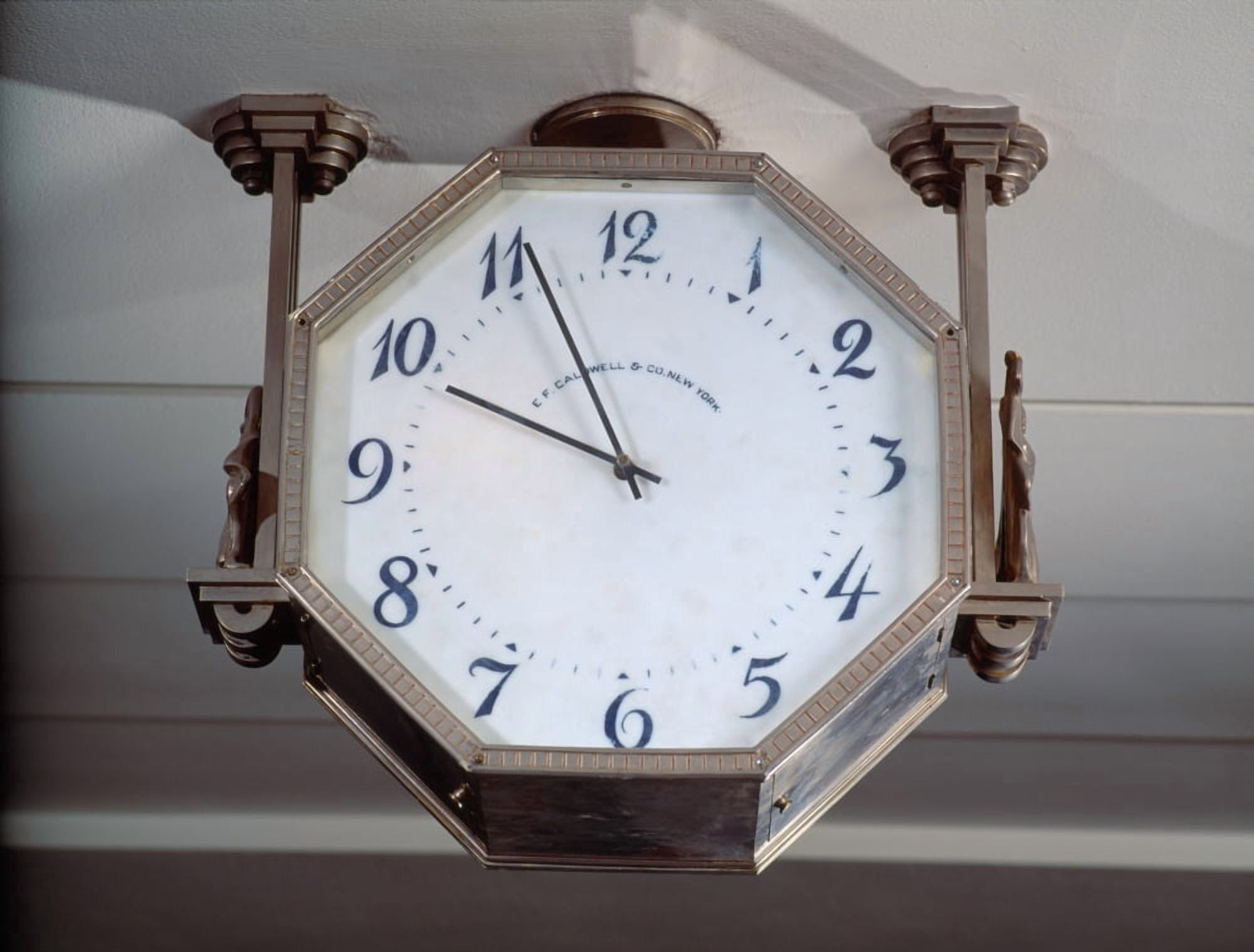 Close-up of octagonal metal art deco clock Two North Riverside Plaza 400 West Madison Street Chicago Illinois USA Canvas Art - Panoramic Images (28 x 22)