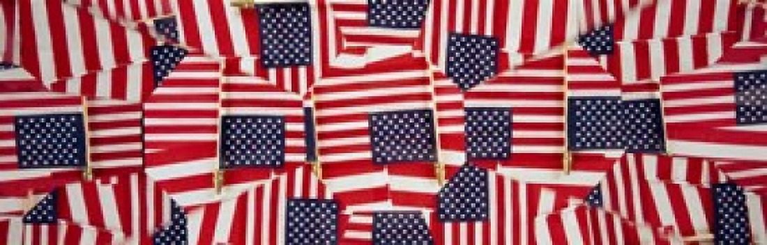 Close-up of American flags Canvas Art - Panoramic Images (18 x 6)
