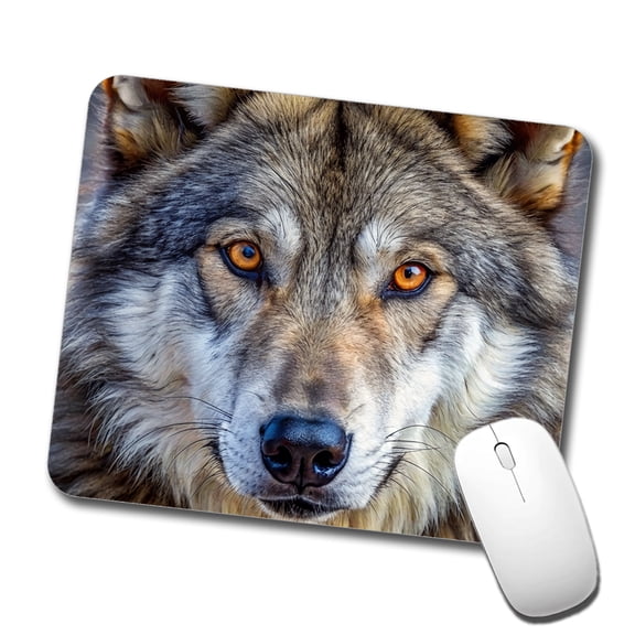 Close-up of Dire Wolf Face Mouse Pad Low Profile Gaming Mat