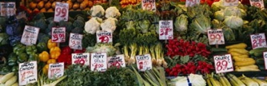 Close-up of Pike Place Market Seattle Washington State USA Canvas Art - Panoramic Images (36 x 12)