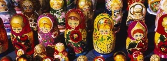 Close-up of Russian nesting dolls Bulgaria Canvas Art - Panoramic Images (36 x 13)