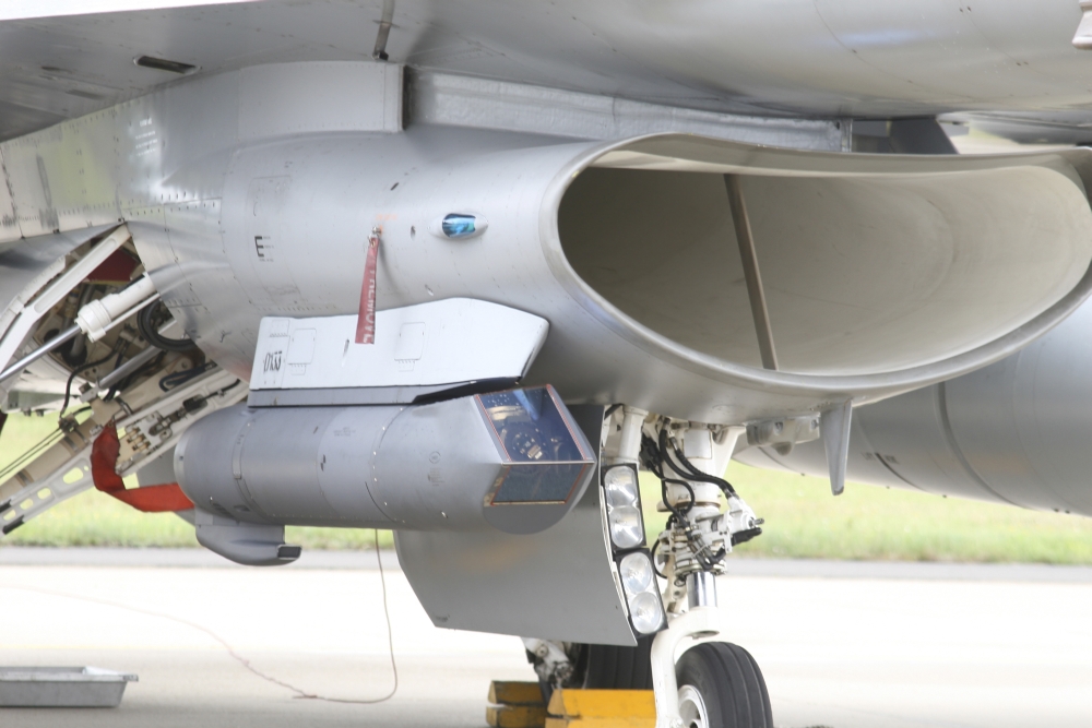 Close-up of a Sniper Advanced Targeting Pod on a F-16C Fighting Falcon Canvas Art - Timm ZiegenthalerStocktrek Images (18 x 12)
