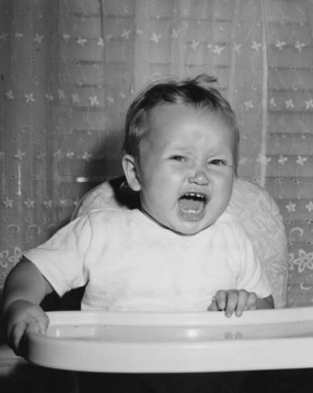 Close-up of a baby sitting in a high chair and crying Canvas Art -  (18 x 24)