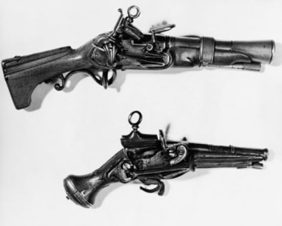 Close-up of a blunderbuss and a pistol Canvas Art - (18 x 24)