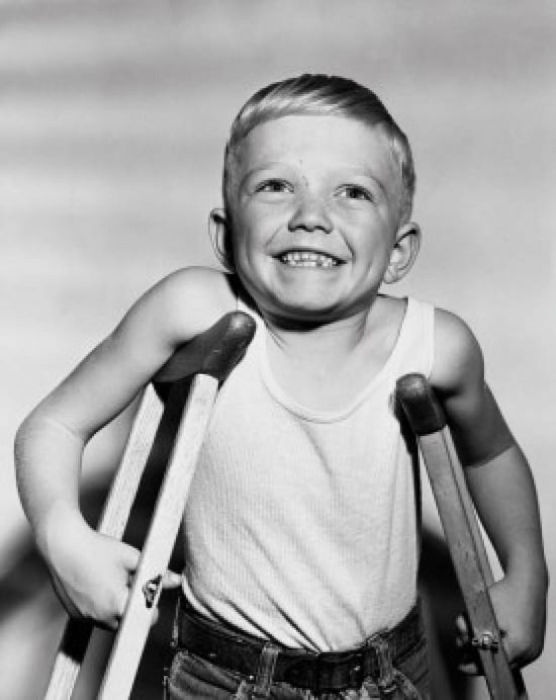 Close-up of a boy standing on crutches Canvas Art - (18 x 24)