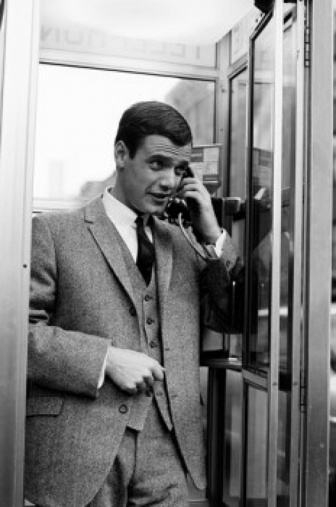 Close-up of a businessman talking on a pay phone Canvas Art - (18 x 24)