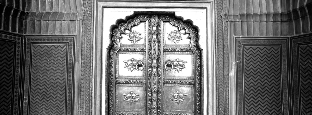 Close-up of a closed door of a palace Jaipur City Palace Jaipur Rajasthan India Canvas Art - Panoramic Images (7 x 18)