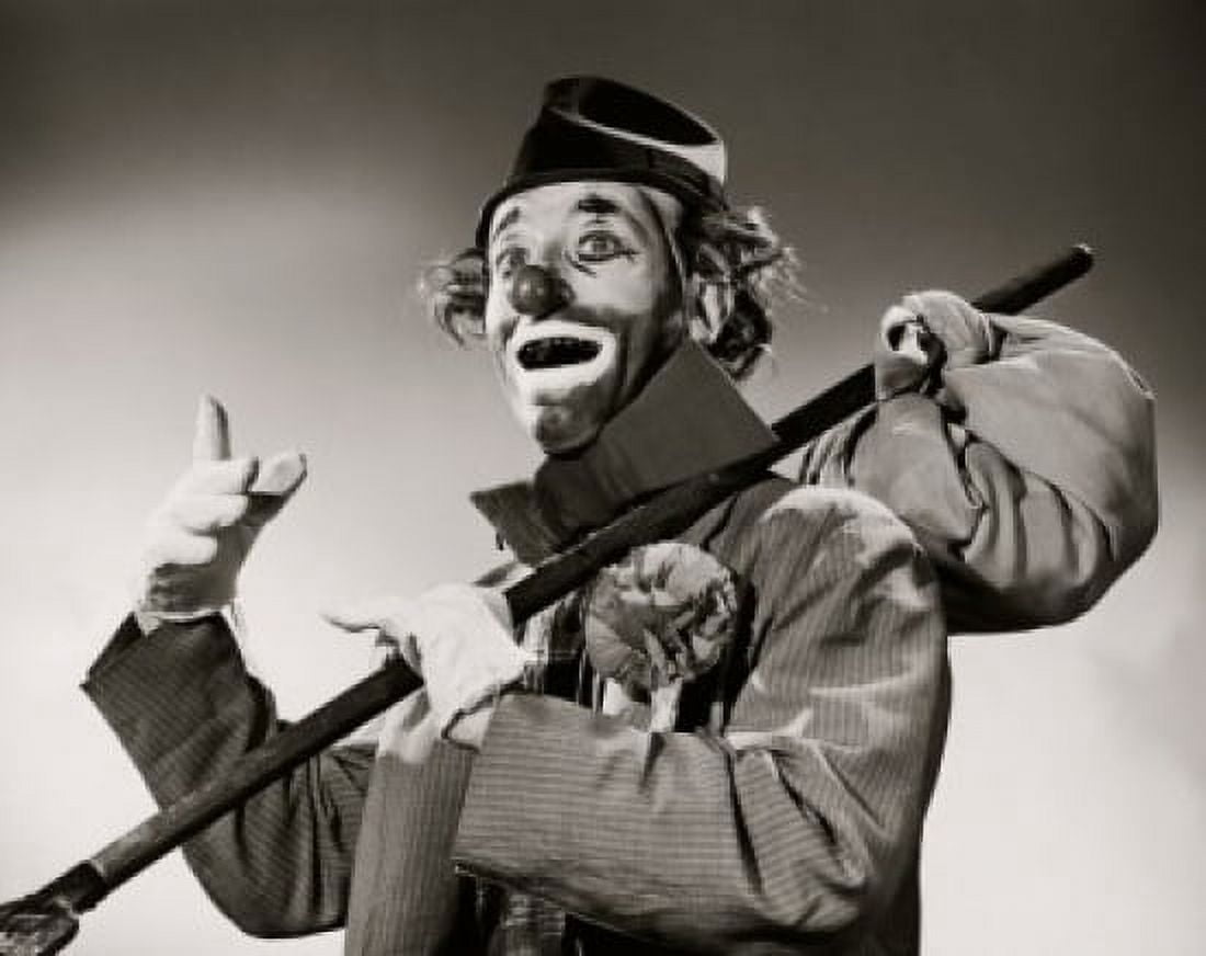 Close-up of a clown holding a stick Canvas Art - (24 x 36)