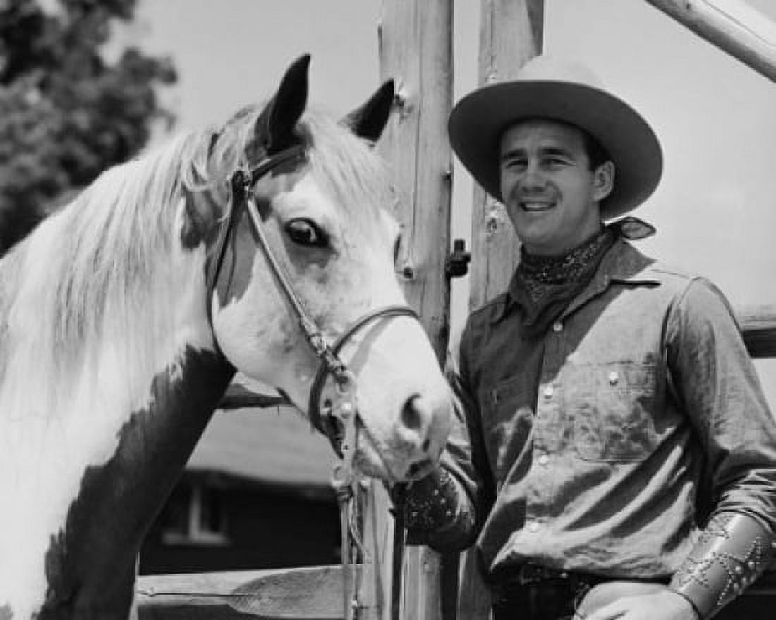 Close-up of a cowboy standing with his horse Canvas Art - (18 x 24)