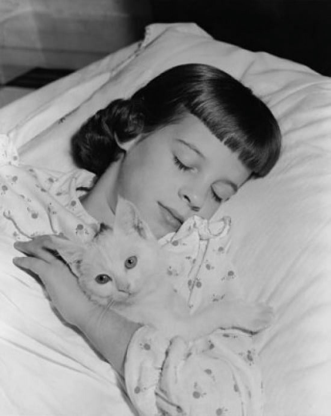 Close-up of a girl sleeping with a cat Canvas Art - (18 x 24)