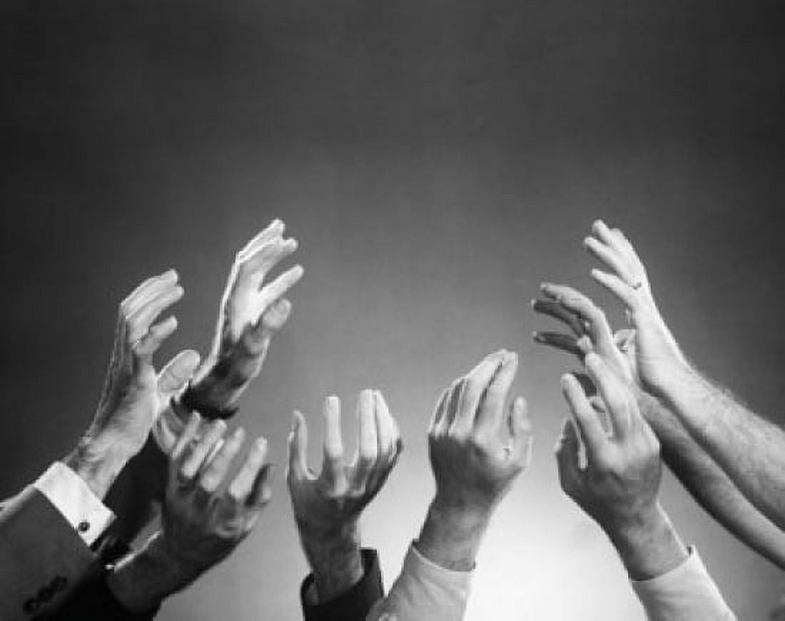 Close-up of a group of peoples hands raised in the air Canvas Art - (24 x 36)