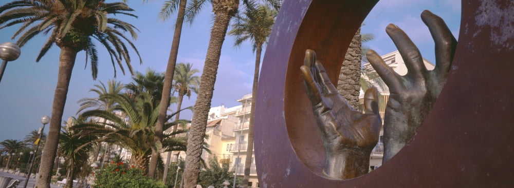 Close-up of a hand sculpture Sitges Barcelona Catalonia Spain Canvas Art - Panoramic Images (27 x 9)