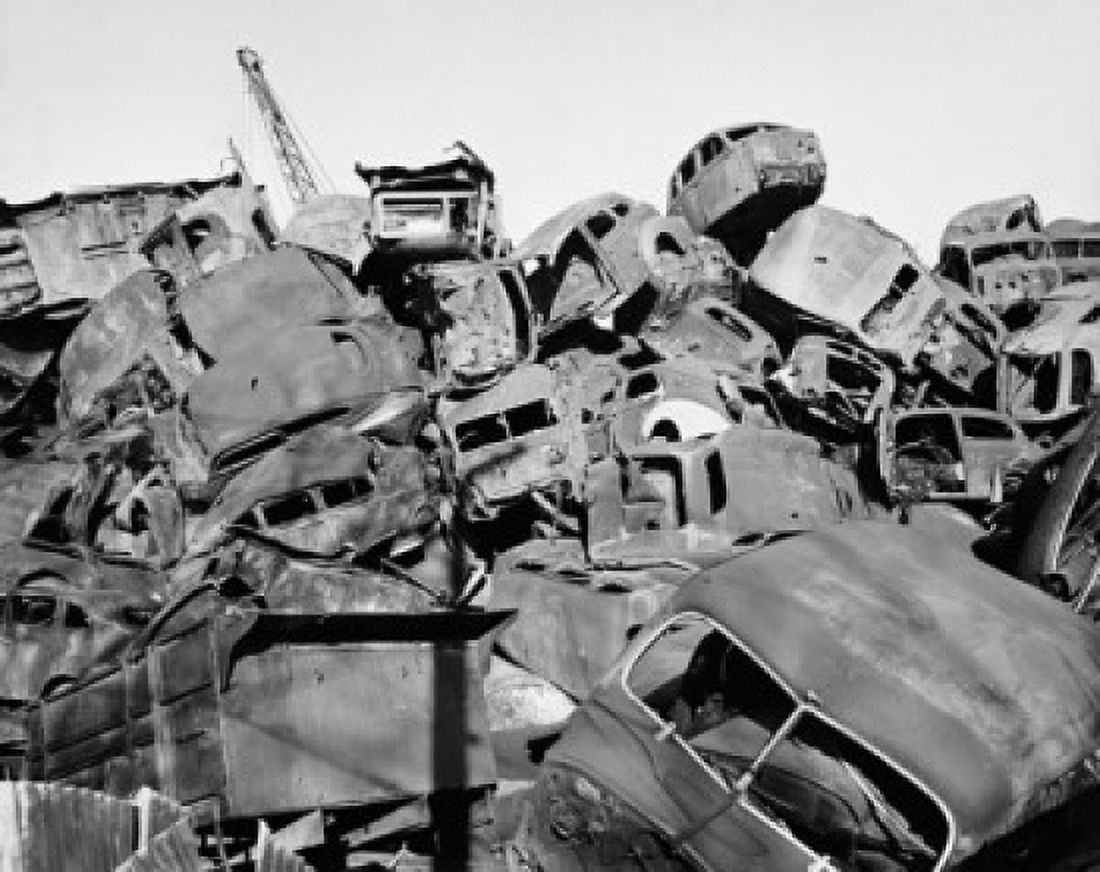Close-up of a heap of damaged cars at a junkyard Canvas Art - (24 x 36)
