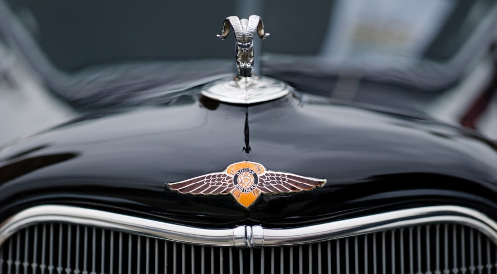 Close-up of a hood ornament of Dodges car Culver City Los Angeles County California USA Canvas Art - Panoramic Images (36 x 12)