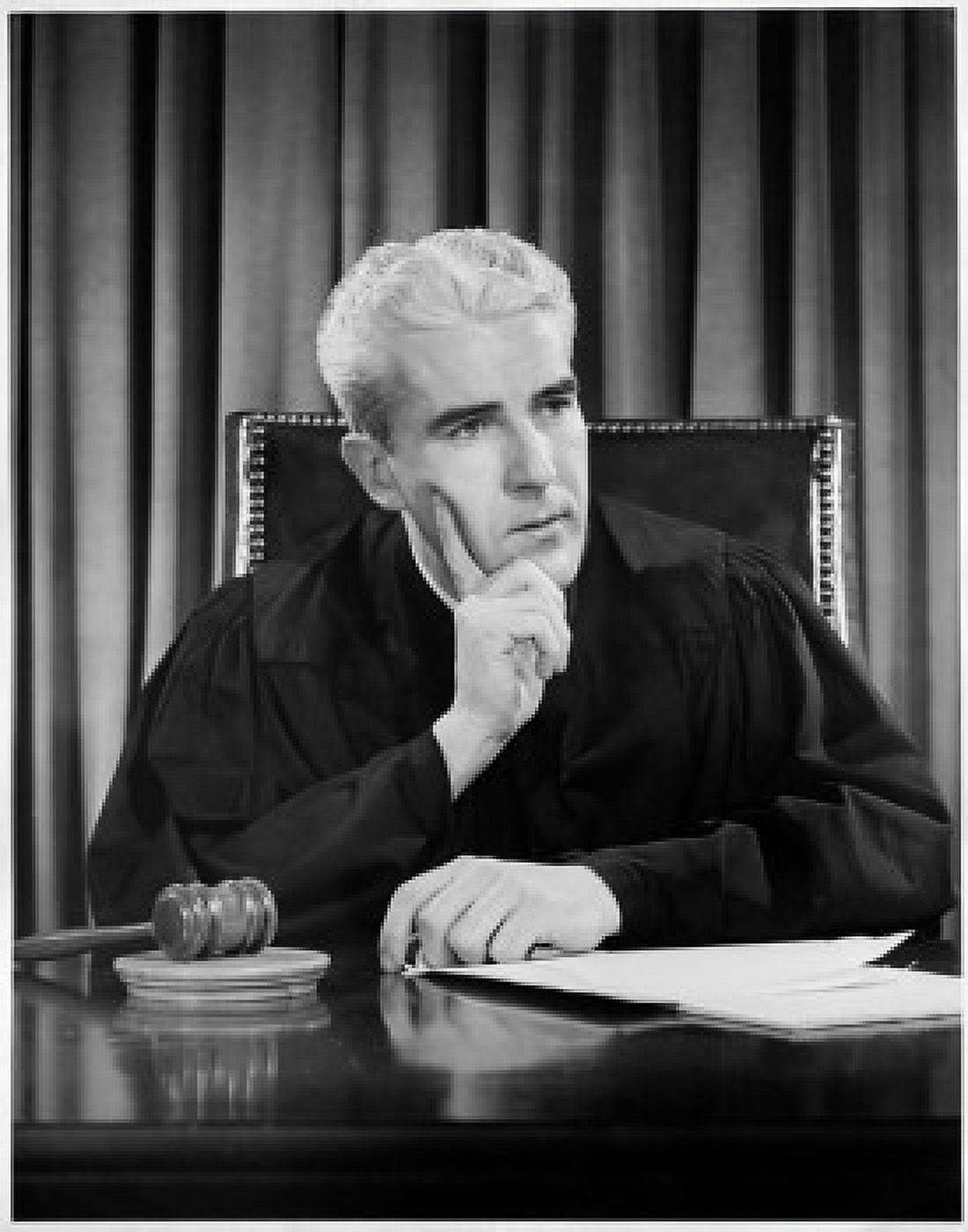 Close-up of a judge thinking with his hands on his chin Canvas Art - (18 x 24)