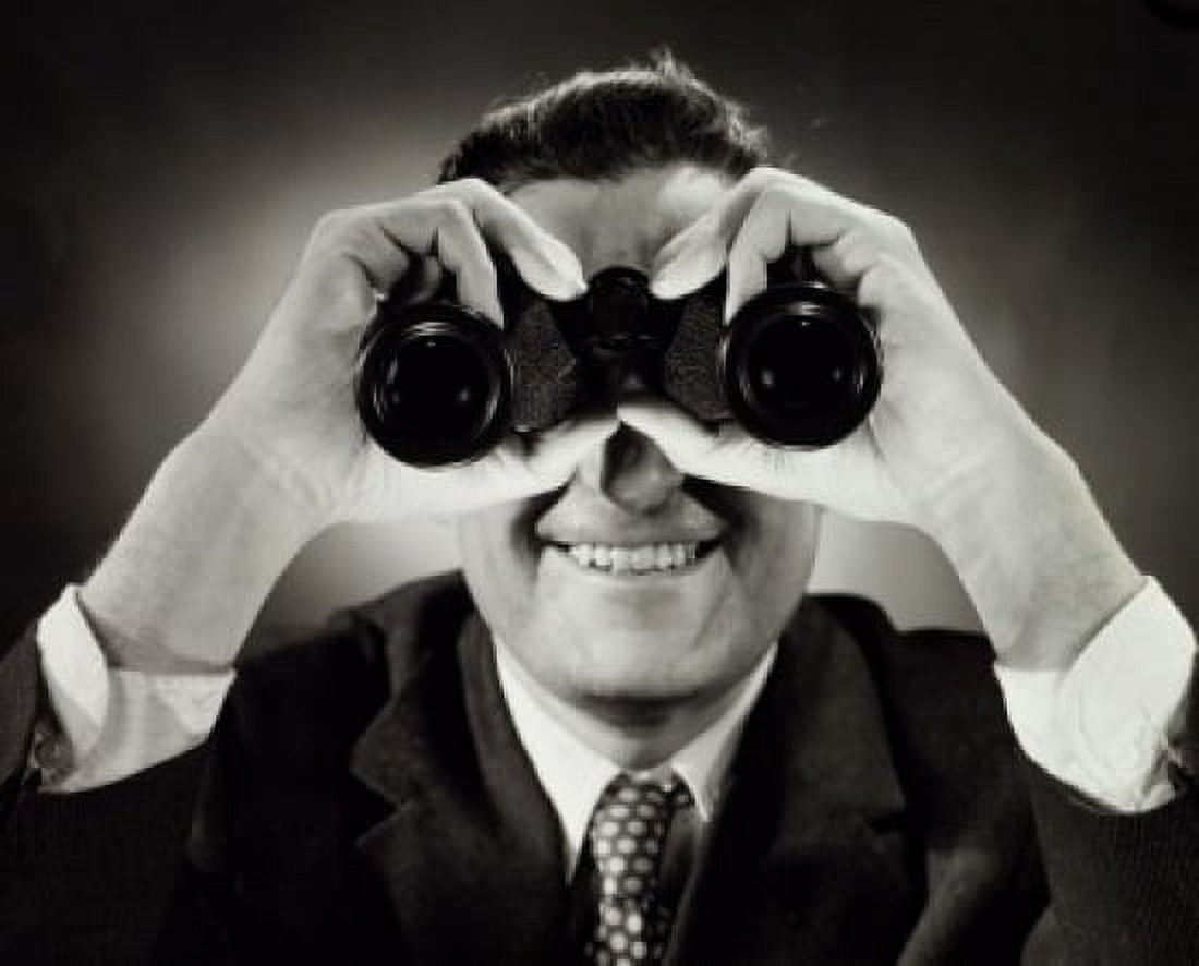 Close-up of a man looking through binoculars Canvas Art - (18 x 24)