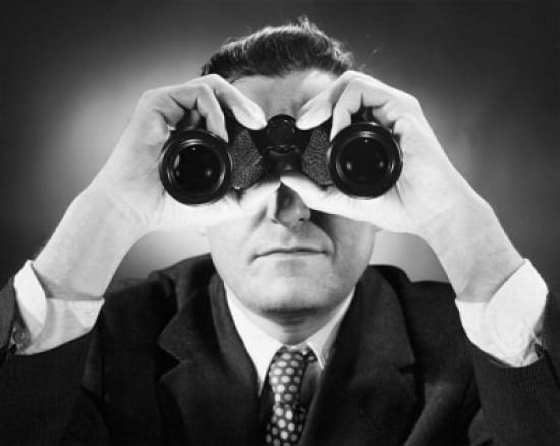 Close-up of a man looking through binoculars Canvas Art - (18 x 24)