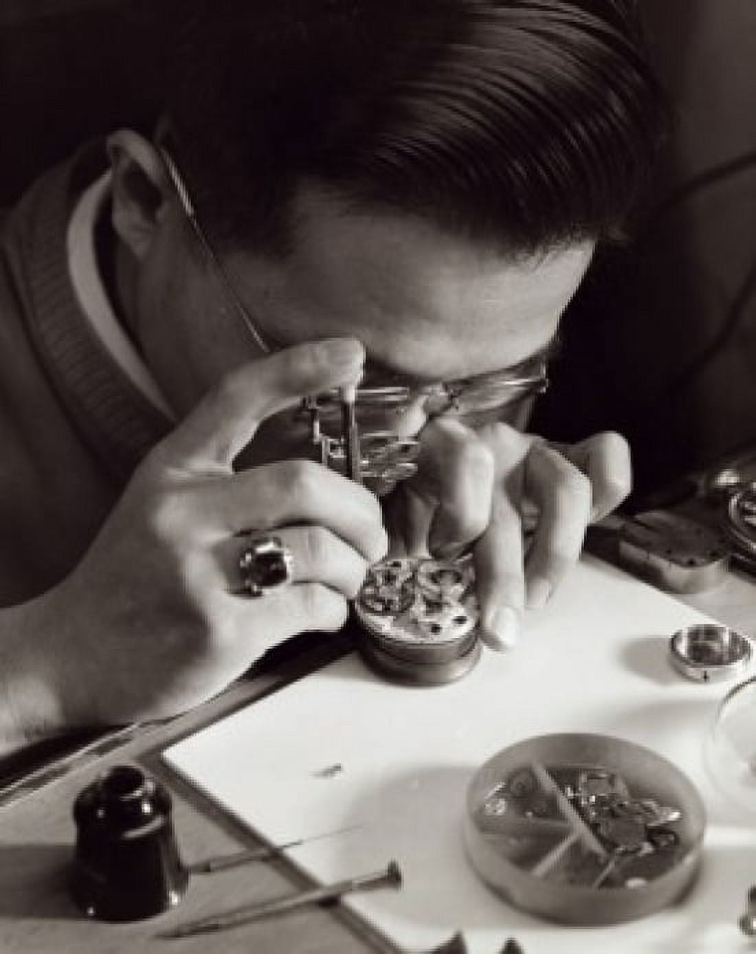 Close-up of a man repairing a clock Canvas Art - (18 x 24)