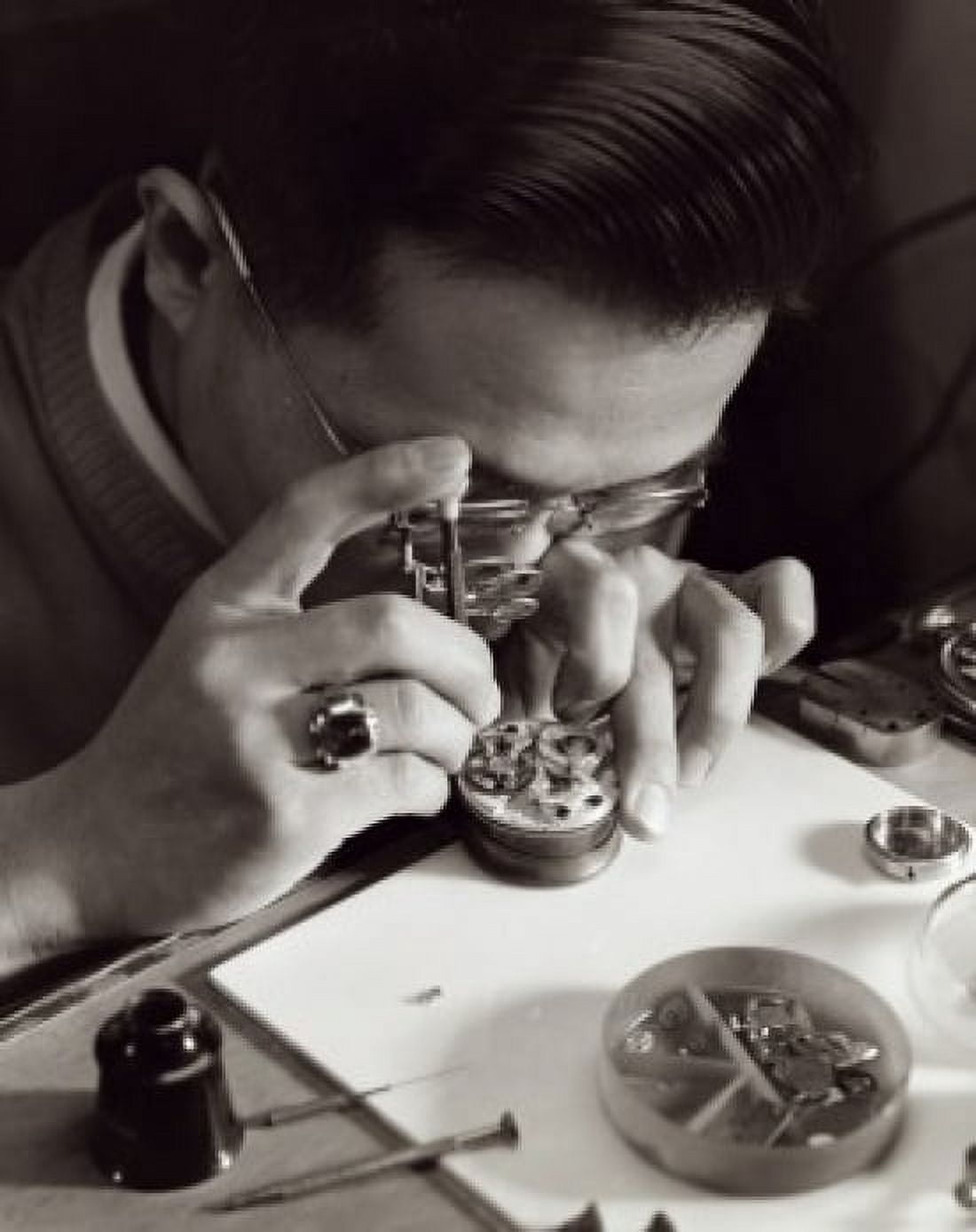 Close-up of a man repairing a clock Canvas Art - (24 x 36)