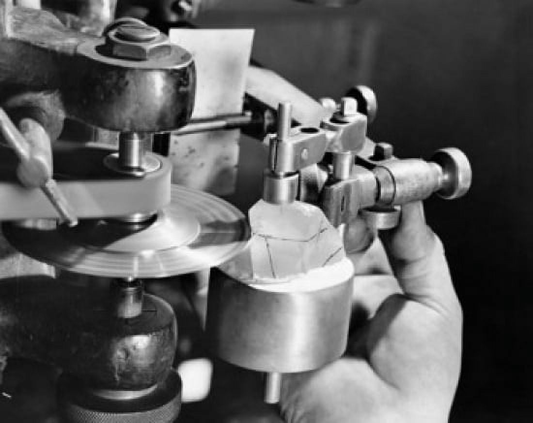 Close-up of a mans hand adjusting a diamond cutter machine Canvas Art -  (24 x 36)