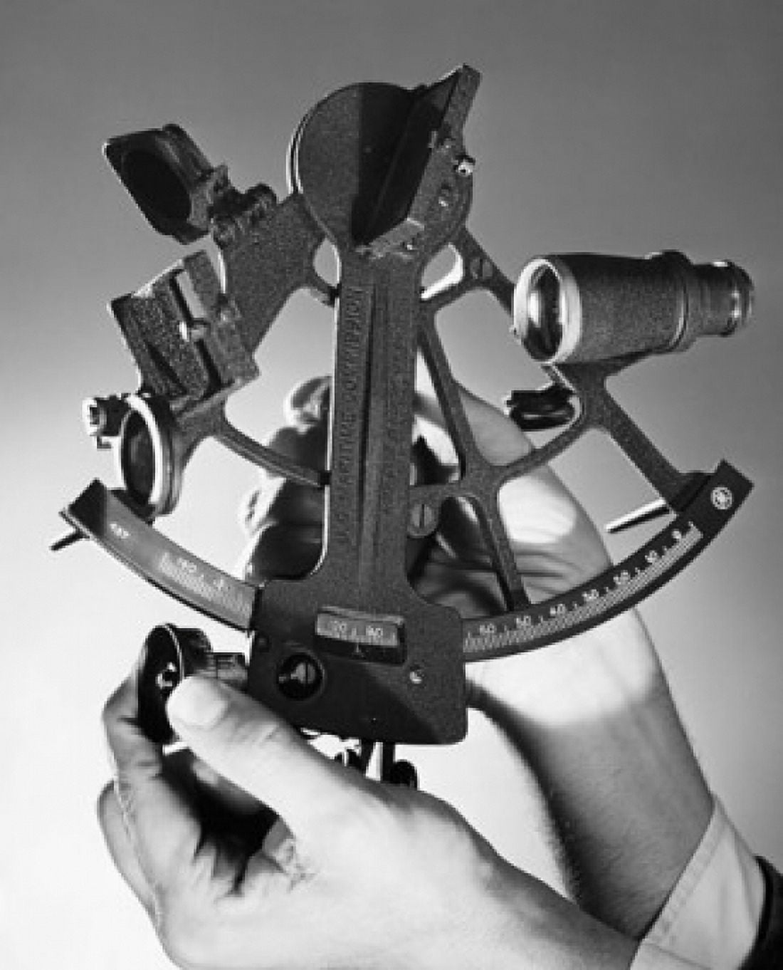 Close-up of a mans hand holding a sextant Canvas Art - (24 x 36)