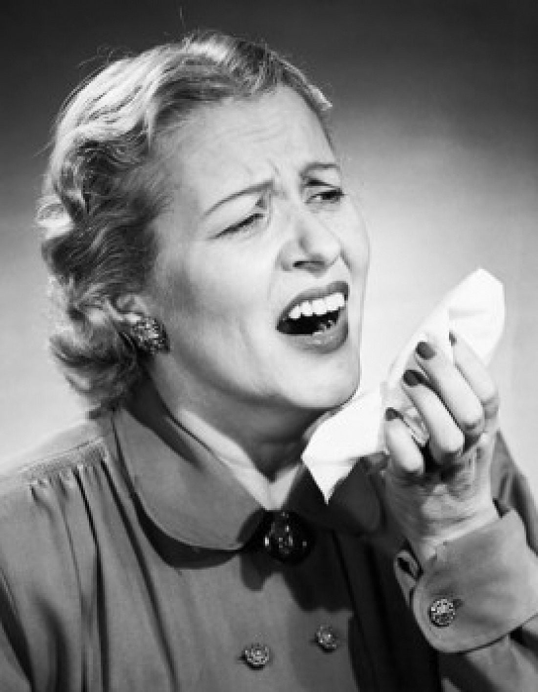 Close-up of a mid adult woman sneezing Canvas Art - (18 x 24)
