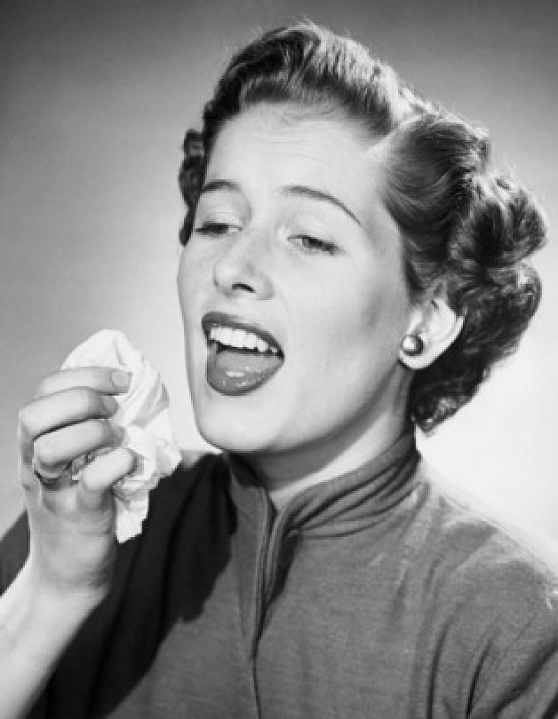 Close-up of a mid adult woman sneezing Canvas Art - (24 x 36)