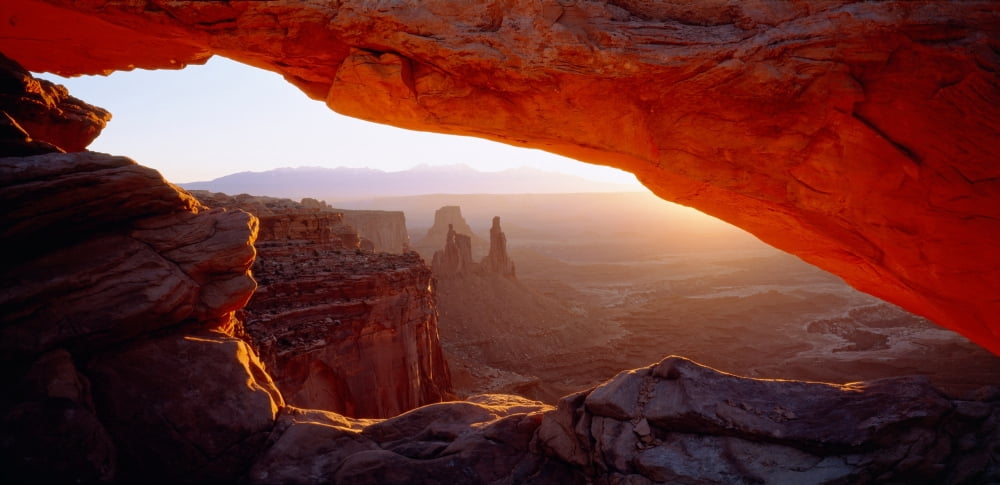 Close-up of a natural arch Mesa Arch Canyonlands National Park Utah USA Canvas Art - Panoramic Images (19 x 9)