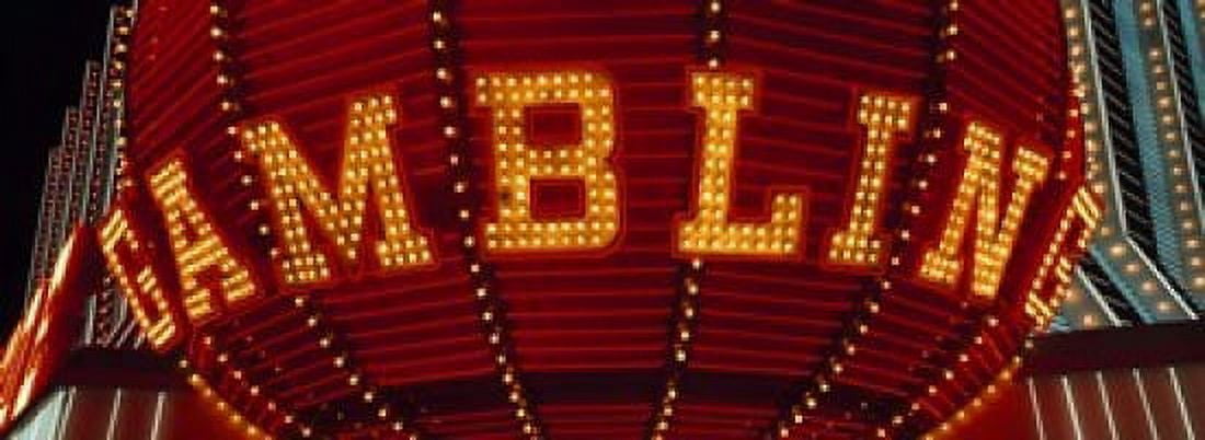 Close-up of a neon sign of gambling Las Vegas Clark County Nevada USA Canvas Art - Panoramic Images (18 x 7)