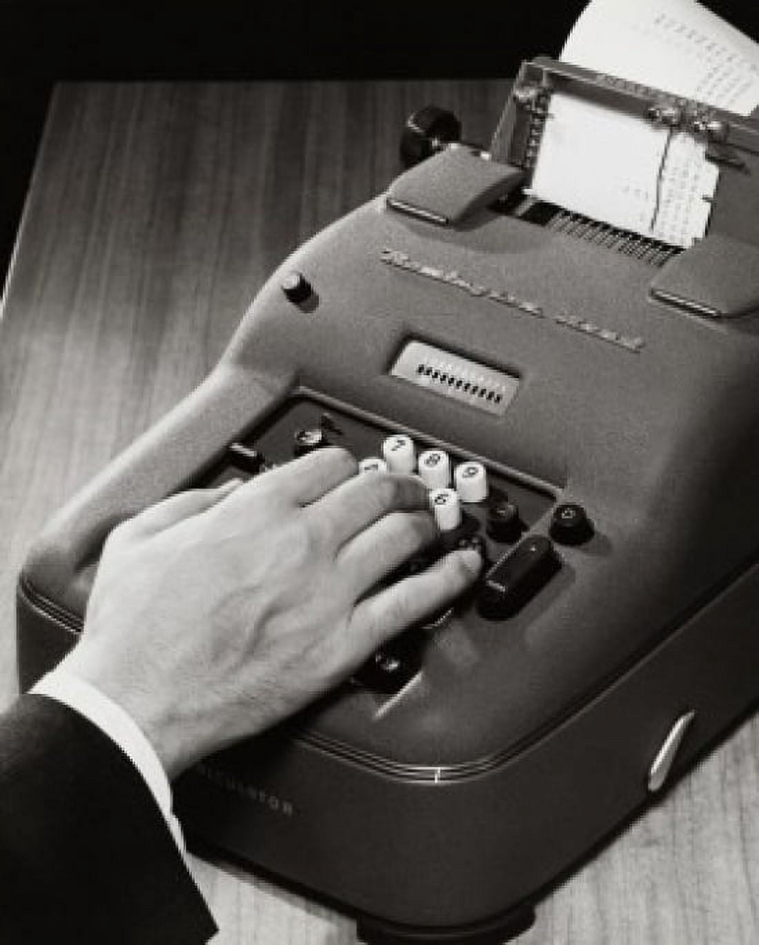 Close-up of a person operating an adding machine Canvas Art - (18 x 24)