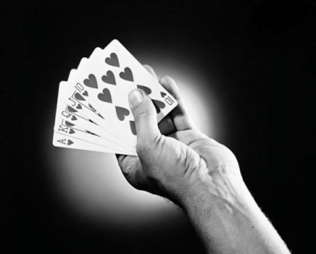 Close-up of a persons hand holding Royal Flush hand of cards Canvas Art - (24 x 36)
